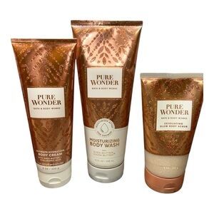Bath & Body Works PURE WONDER Deluxe Set Body Cream, Wash Exfoliating Full Size